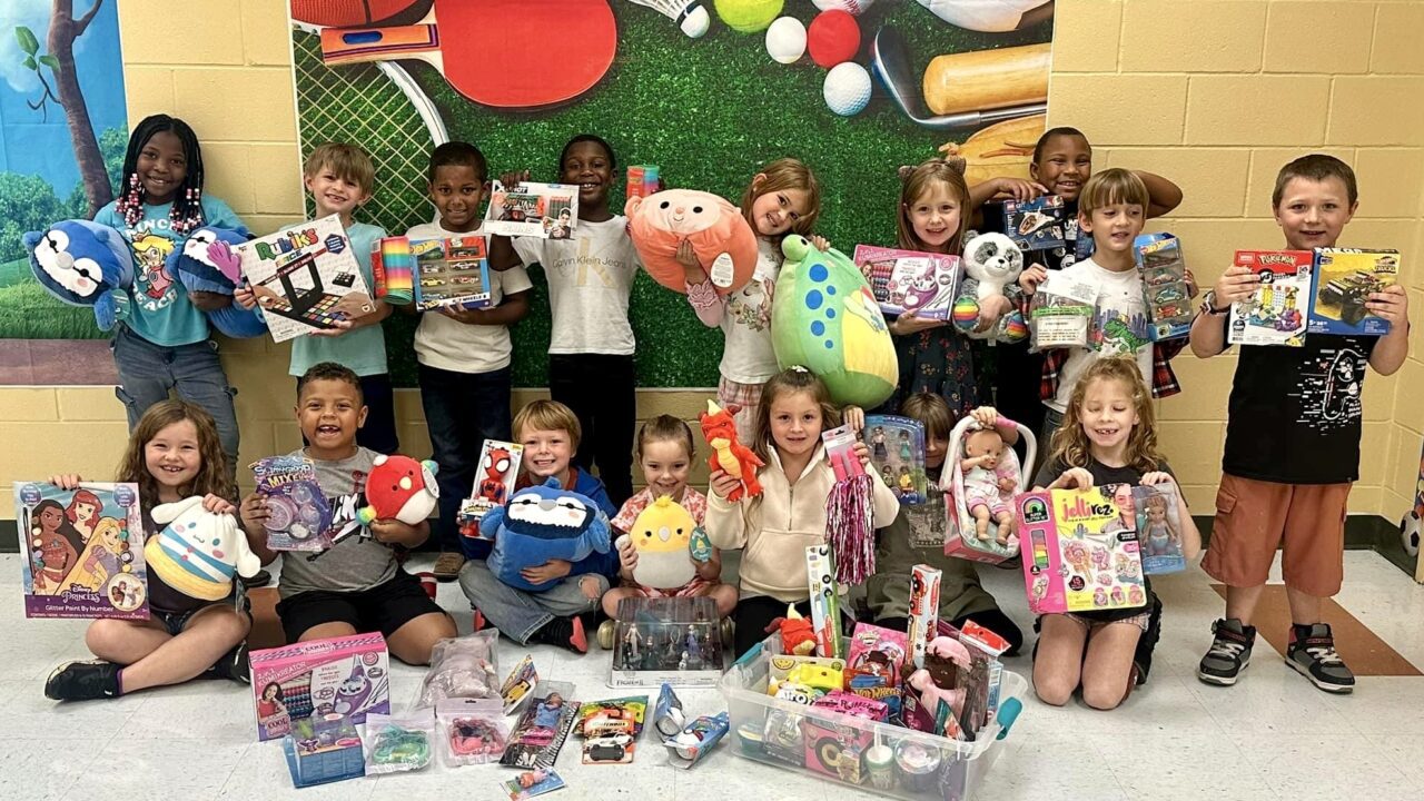 60+ toys donated by VES first graders