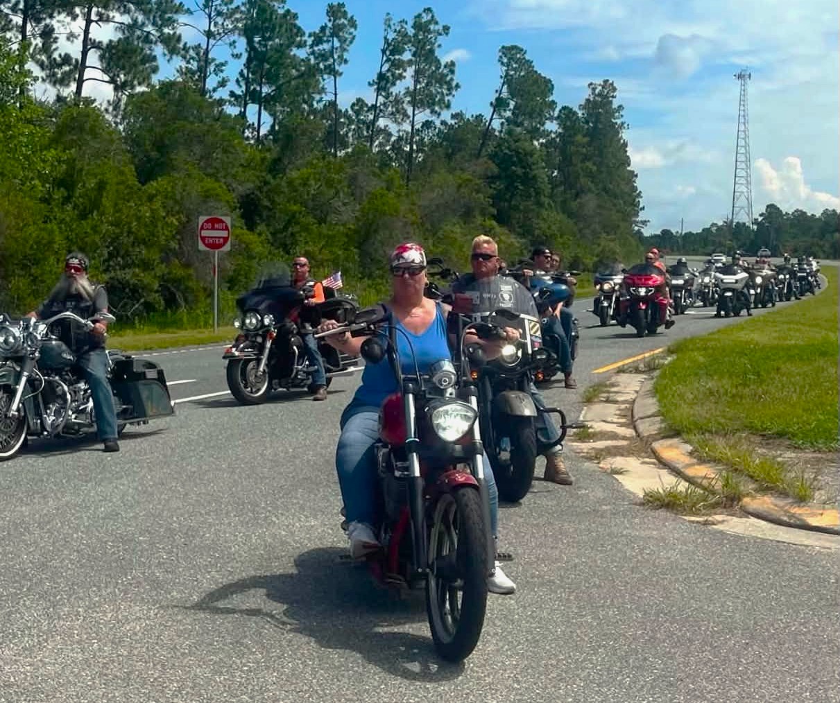 Group of motorcyclists riding on highway. Group of motorcyclists riding on highway.